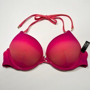 Victoria Secret 32A Bombshell Push Up Bikini Top Add 2 Cups Sunrise Ombre Orange